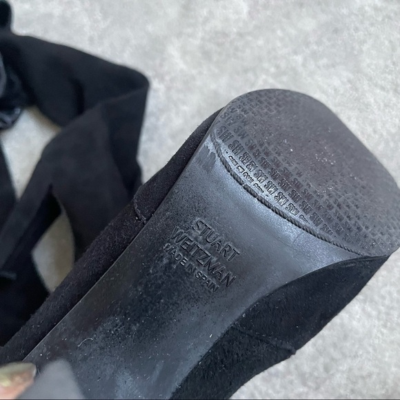 Stuart Weitzman Black Suede Over the Knee Thigh High Highland Boots EUC Size 6.5 - Picture 9 of 12